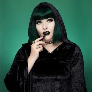 Black velvet hooded dress